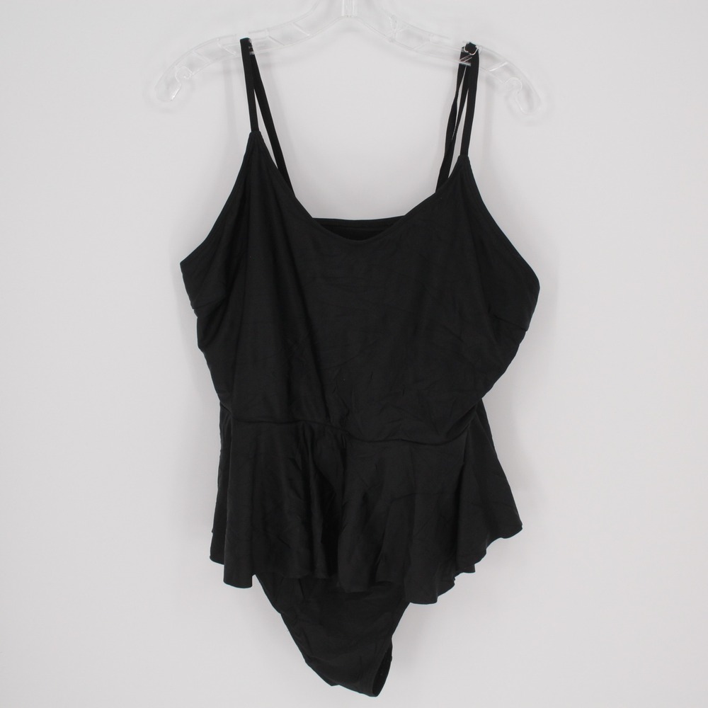 SHEIN Women's Black Peplum Ruffle One Piece Swimsuit Size 3XL